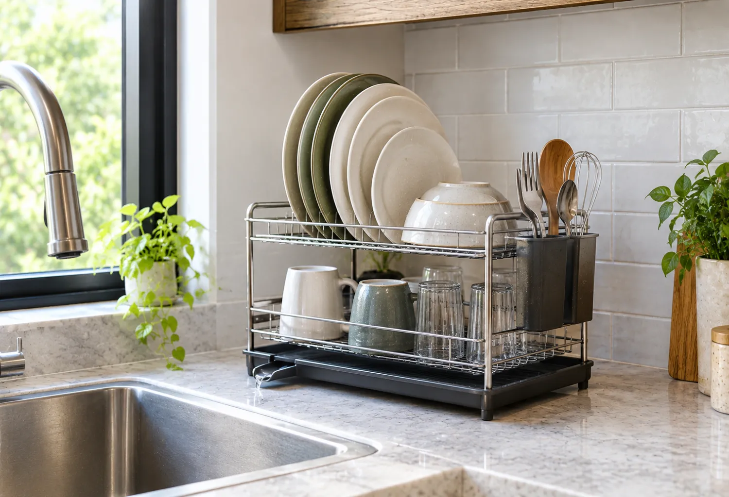Dish Drying Rack With Compact Design
