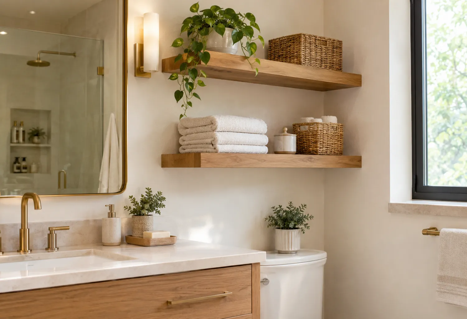 Floating Wood Shelves