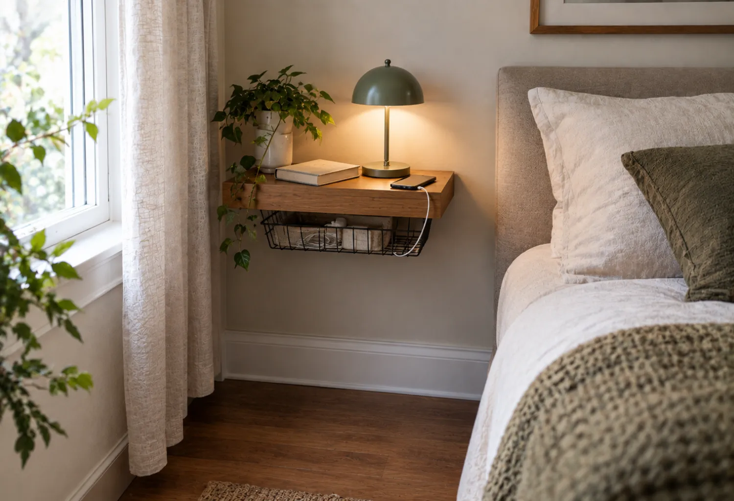 Wall-Mounted Bedside Shelf